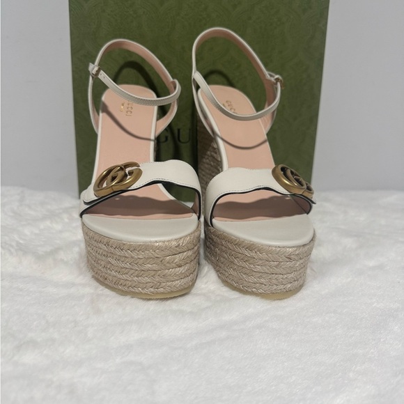 Gucci Cream and Tan Wedge Sandals - Picture 2 of 6
